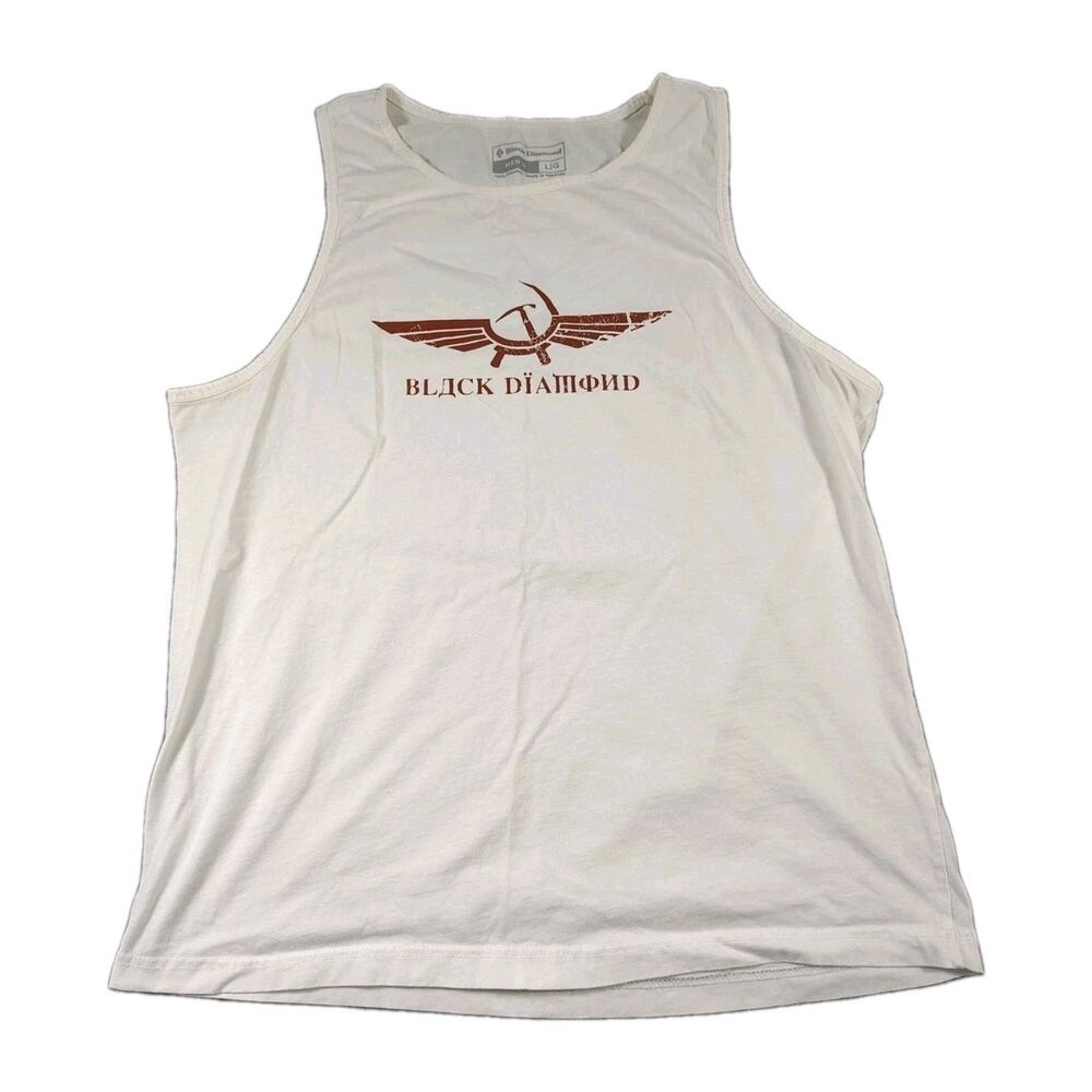 Black Diamond Tank Top Mens L White Muscle Tank Outdoor Stretch Cotton EUC